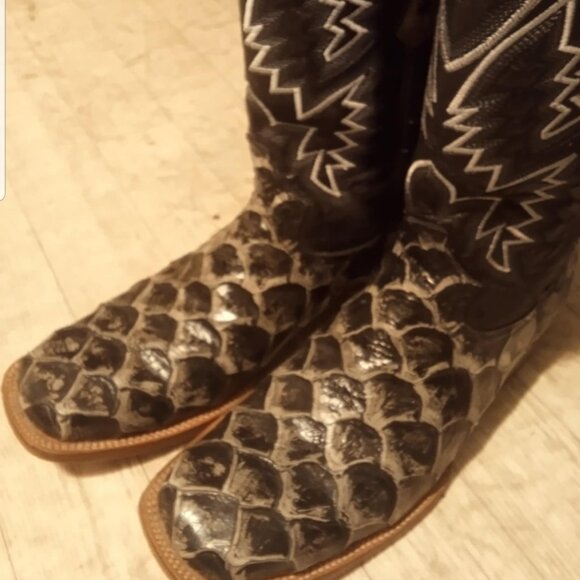 10.5 fish scale square toe boots tanner mark - Picture 4 of 4